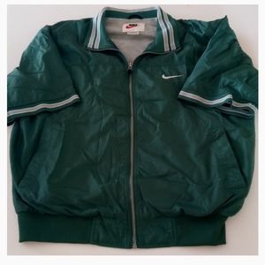 Nike Mens Large Nylon Short Sleeve Green Jacket